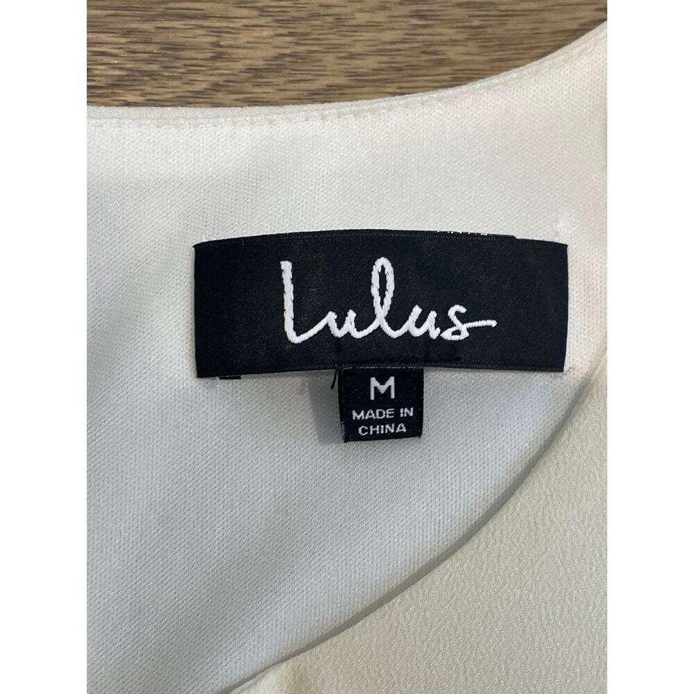 Lulus Bar Detail Shift Dress Cream Size M New Without Tag - Picture 3 of 9
